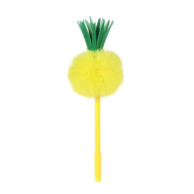 China Fashion Souvenir Pom Pom Signature Pen Shaped Pen Set High Quality Pineapple Gift for sale