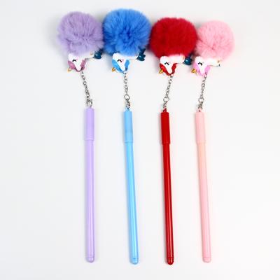 China Factory Direct Sale Novelty Pom Pom Pen Flutty Plush Children Stationery Cute Funny Ball Pen for sale