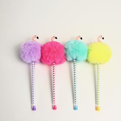 China Best China Low Price Resin Cute Flamingo Fur Ball Colorful Printed Rubber Resin Student Stationery for sale