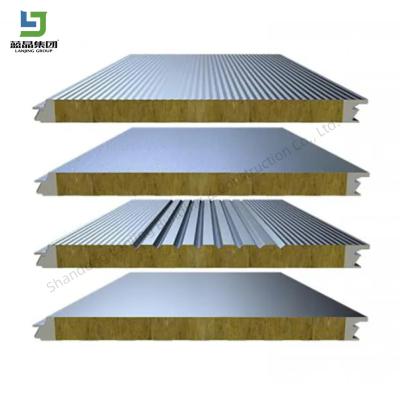 China Rock Wool Metal Sandwich Panel For Wall Roof Steel Structure Industrial Building for sale