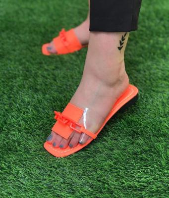 China Wholesale 2022 fashion trend new color PVC chain neon slipper elegant candy summer beach sandal woman for sale