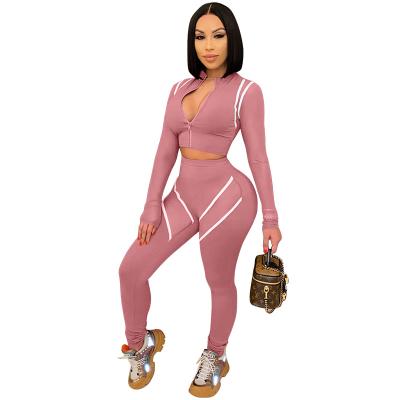 China New Color Splice Collision Sports Suit Women Breathable Large Size Yoga Fitness Spring Two-Piece Sets for sale