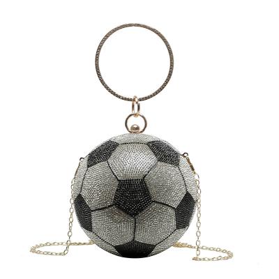 China Spherical Eco-friendly/Lead-Free/Nickel-free/Cd-free Portable Bag 2021 New Soccer Rhinestone Dinner Messenger Personality for sale