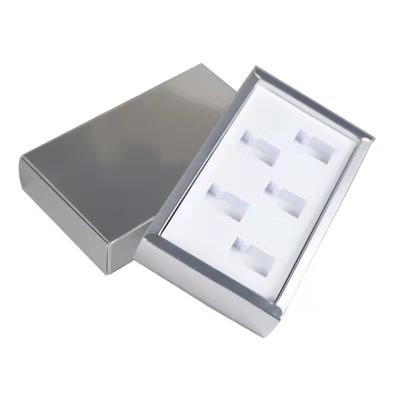 China Fashion Recyclable Silver Paper Beauty Custom Cosmetics Packaging Gift Box With EVA Insert Slide Drawer Box for sale