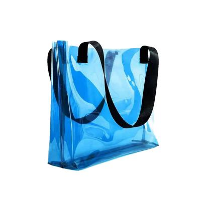 China Waterproof / Large Capacity / Strong Waterproof Folding Clear PVC Good Quality Large Capacity Shopping Tote Bag for sale