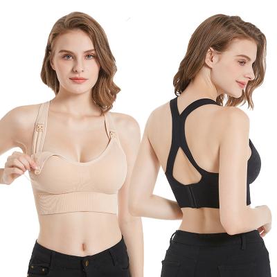 China Yinkaiya 3135 Factory Direct Sale Wholesale Top Open Buckle Breathable Breastfeeding Seamless Sports Nursing Maternity Bra For Women for sale