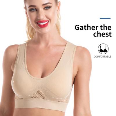 China Mesh Large Size Wireless Bra Wholesale Breathable Yoga Sports Bra Working Bras For Women for sale