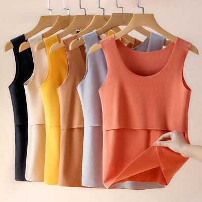 China Custom Logo Breathable Maternity Camisole Wholesale Pregnant Women Tank Top Comfortable Wireless Pregnant Vest Crossover Winter Warm for sale