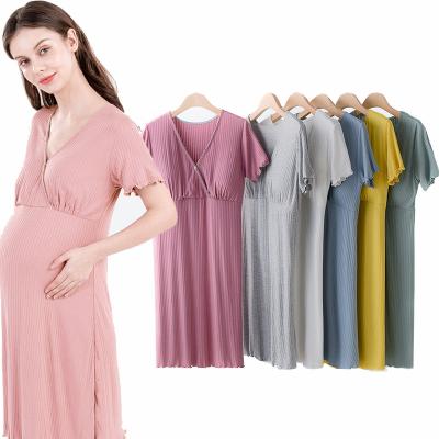 China Breathable Modal Maternity Lactation Puerperal Casual Wear Pregnant Women Dress Midi Maternity Clothes for sale