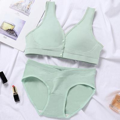 China Wholesale Antibacterial Convenient Comfortable Breathable V Waist Low Front Open Bra And Briefs Maternity Set for sale