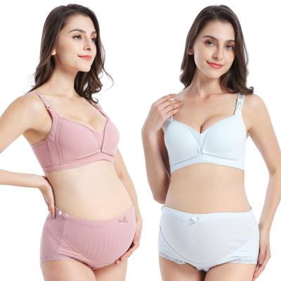 China Wholesale Antibacterial Comfortable Lace Front Open Bra High Waist Bra And Panties Women Maternity Set for sale