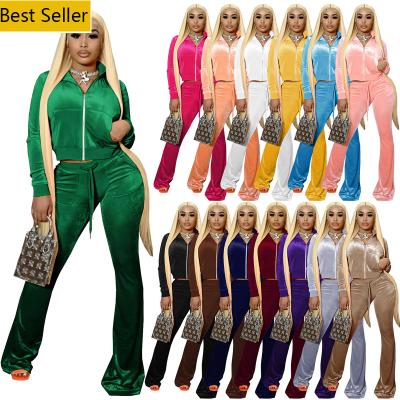 China Other CHS0006W Autumn Two Pieces Set Winter Loungewear Velvet Sweatsuit Tracksuit Pants Suit Women Sets for sale