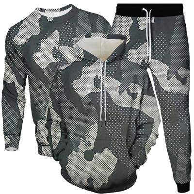 China New Popular Autumn Formal Camouflage Graphic 3D Print T-shirt Men Women Casual Jogger Hoodies Sweater Pant Tracksuit Set for sale