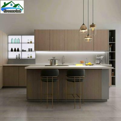 China Handle Lower Prices Industrial Invisible Kitchen Cupboard With Island Design Cabinet for sale