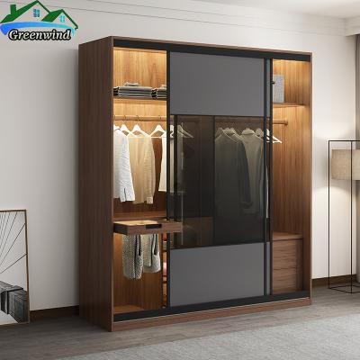 China Mirrored sliding door and adjustable (height) double wardrobes for sale