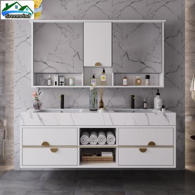 China Large Foshan Contemporary Italian White Wall Mounted Bathroom Vanity Cabinet for sale