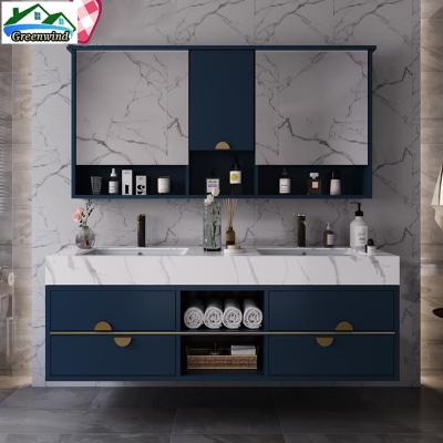 China Modern High Quality Plywood Bathroom Vanity Cabinet Floating Cabinet Design for sale