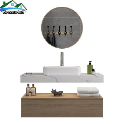 China Durable Wall Hung Bathroom Cabinet Stores And Round Mirror for sale