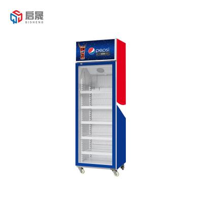 China Vertical Single-Temperature QS Beverage Cooler Refrigerator Glass Door Commercial Display Fridge for sale