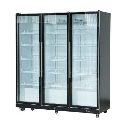 China Straight Cooler Single-Temperature 3 Doors / Pepsi Cola Glass Cold Showcase Beverage Cooler Beverage Cooler for sale