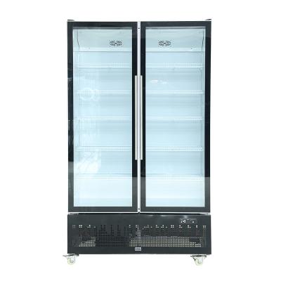 China Upright Beer Glass Refrigerator Single-temperature Supermarket Display Refrigerators Two Door Beverage Beverage Cooler for sale