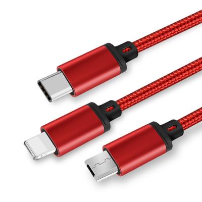 China Telescopic Charging Cable igh Quality Fast Charging 3 In 1 Micro Usb Type C Data Sync Charger Cable Fast Charging Data Sync 3 In 1 Usb Cable for sale