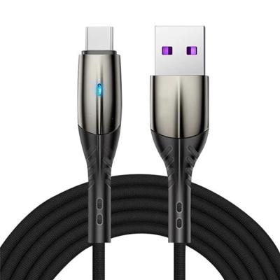 China Shark Head is Firmer 3A Fast Charger Light Indicator Fabric Braided Type C Data Cable for sale