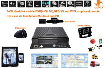 China 8 CH Harddisk GPS Mobile DVR , 2 USB GPS / 3G Car DVR Recorder for sale