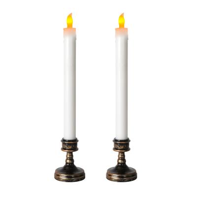 China Eclectic 2 Pcs Sets Home Decoration Taper Candles, Led Candle Light Candles With Stand, Flickering Candle Light Candles For Table for sale