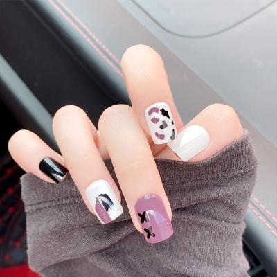 China 24pcs Design Nail Sticker Graffiti Printed Short Nail Art Manicure Customize Press On Decoration Nails for sale