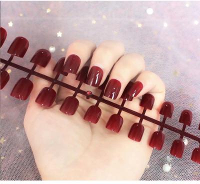 China Popular Short Variety Nail Art Solid Color Strips Waterproof Thin False Colors Nail Product For Women New Arrival Artificial Nails for sale