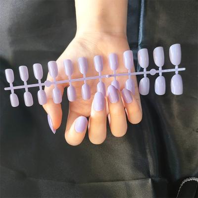 China Design Strip Nail Tips Short Glue Solid Color 24pcs Nail Stickers Waterproof Detachable Nail Art for sale