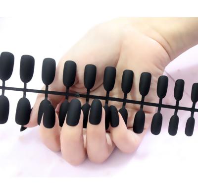 China Eco-friendly Matte Striped Fake Nail Professional Products Pretty Round Head Fashion Artificial Nails Customized Press Accepted On Nail for sale