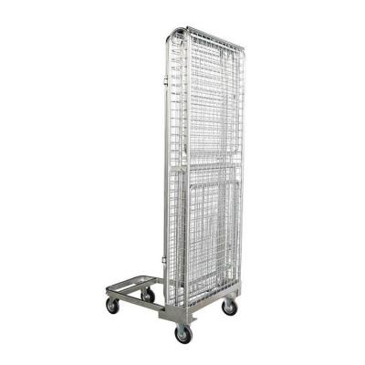 China Steel Wire Mesh Material Warehouse Trolley Roll Cage Container Collapsible Collapsible Trolley for sale