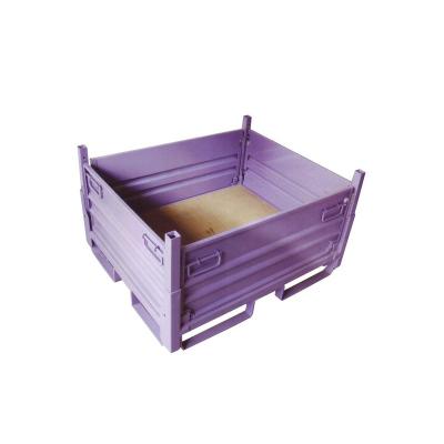 China Collapsible Stackable Industrial Metal Pallet Box Collapsible Warehouse Stores Heavy Duty Steel Stillage Cage for sale