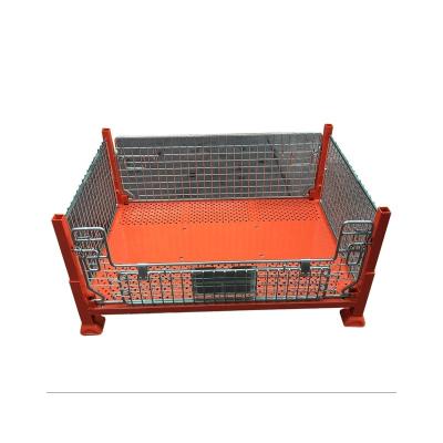 China Collapsible Wire Mesh Wire Container Heavy Duty Folding Pallet Box Industrial Stackable Steel Warehouse Cages for sale