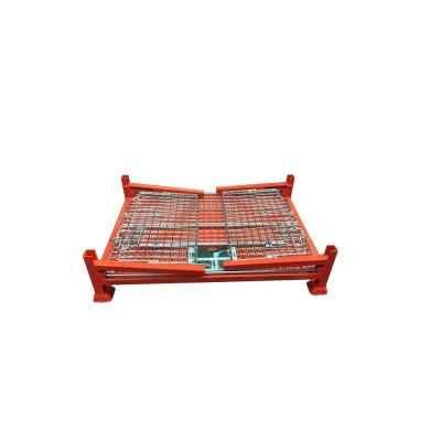 China Factory Collapsible Stackable Supply Transport Storage Equipment Industrial Wire Mesh Roll Container Cage for sale