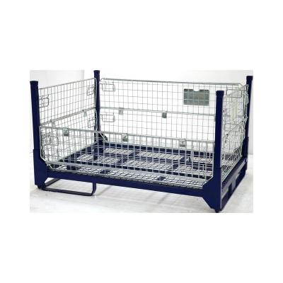 China Logistics Equipment Display Powder Coating Collapsible Stackable Wire Mesh Container for sale