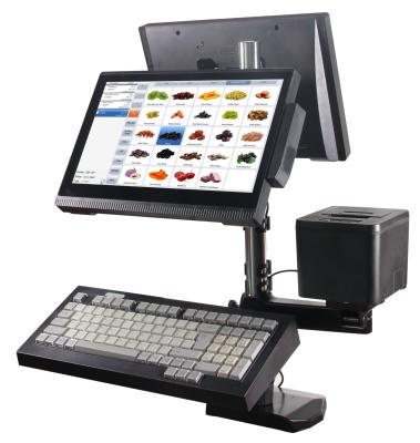 中国 Cheap HD 1080p 14 Inch Android System All In One Pos Machine Dual Screens With Weight Machine For Restaurant 販売のため