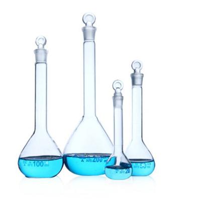 China Various Lab Capacity Clear Glass Volumetric Flask With Stopper for sale