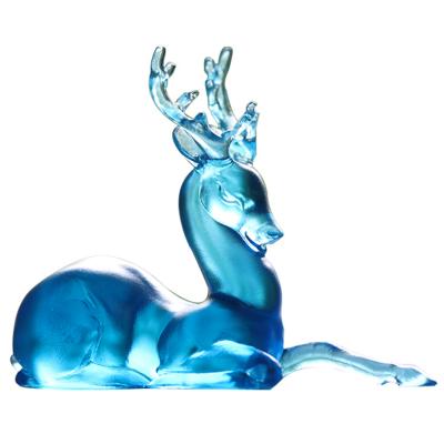 China China Chinese Crystal Chandelier Antique Art Liuli Deer Statue Sculpture Chart Gift Craft for sale