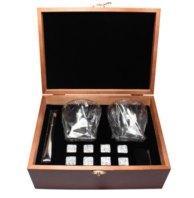 China Luxury Square Wooden Box Whiskey Glass Whiskey Kit Set for sale