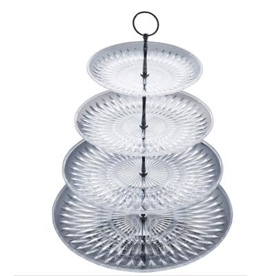 China Home decor 3 - tier round tempered glass plate buffet and dessert stand tray for sale