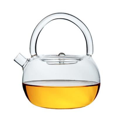 China Sustainable Thicken Heat Resistant Loop-handled Glass Teapot for sale