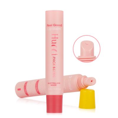 China Hot Sale Cosmetic Packaging 10ml Korean Pink Biodegradable Lip Gloss Lip Care Skin Care PE Squeeze Tube With Screw Lid for sale