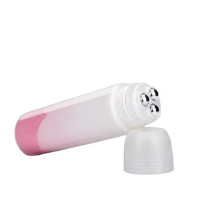 China Custom Cosmetics PE D40 Lip Roller Tubes Eye Roller Tube 100ml With Screw Lid Three Rollerballs Tubes for sale