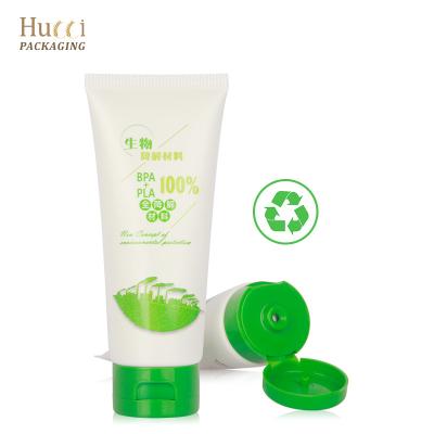 China 100ml Cosmetic Packaging BPA Eco-friendly PLA With Flip Top For Face Body Hair Cream Scrub Biodegradable Cosmetic Lotion Tube for sale