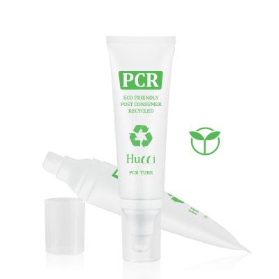 China 100ml Empty White Cosmetic Pump Airless ACP-pe Cosmetic Dispensing Tube For Sunblock Cream And Organic Moisturizer Eco-friendly Packaging for sale