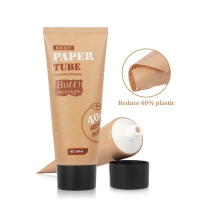 China 100ml 4oz Plastic Cosmetic Paper Cosmetic Tube With Screw Lid For Viable Squeeze Face Moisturizer Skin Cream Recycle Packaging Tube for sale