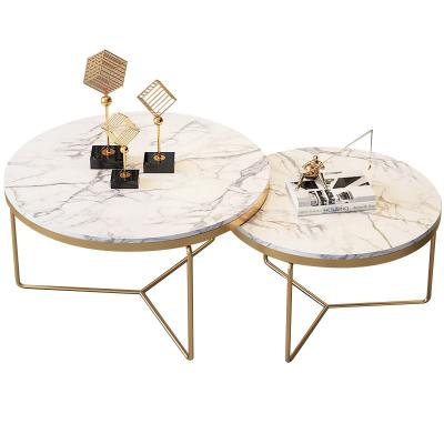 China Luxury marble coffee table convertible around Nordic wrought iron marble coffee table living room coffee table for sale